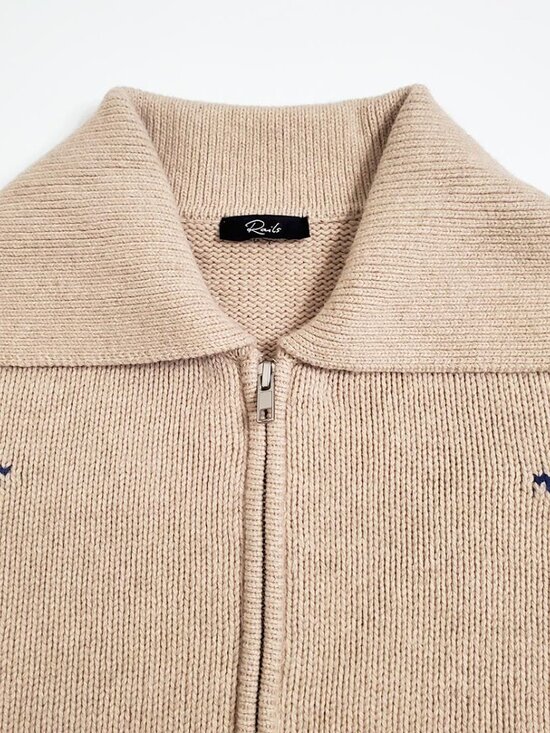 RAILS Womens Rhea Sweater Small Camel Cobalt Stars Full Zip Cardigan Wool Blend - Picture 7 of 15